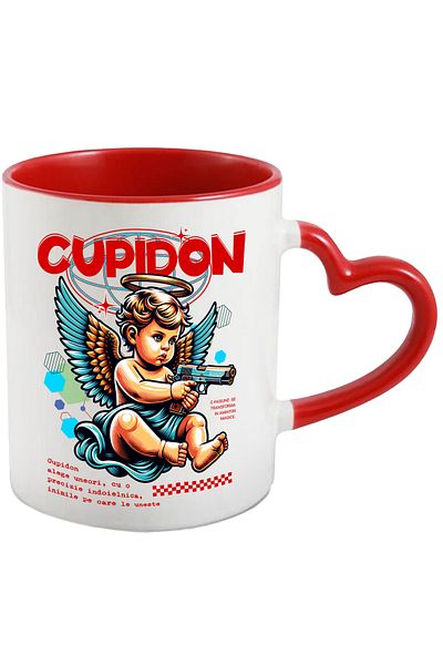 StoryGift Romania Mug Angel with Gun Waiting for Cupid, Disappointment, French Heart, Relationship E, With, STG.