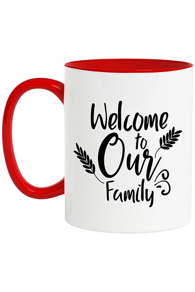 StoryGift Romania Mug for a newborn who is welcomed into the family with Red Handle, With Red Handle, STG