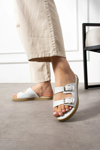 NOVİNS Women's Summer Double Buckle Padded Comfortable Sole Home Garden Balcony Slippers