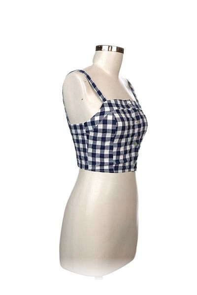 İNCİ MABEL BUTİK Strappy Gingham Crop Blouse