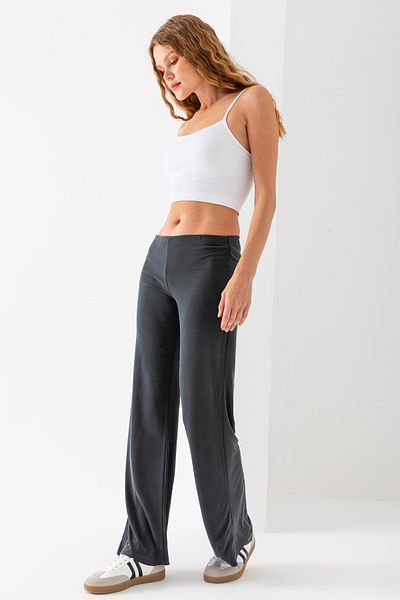 GİYSA Women's Elastic Waist Flared Trousers Smoked - Ms0000580
