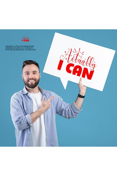 StoryGift Romania Sticker Autocolant 30CM Exterior cu mesaj motivational "Actually I can" - de fapt pot , Vinyl