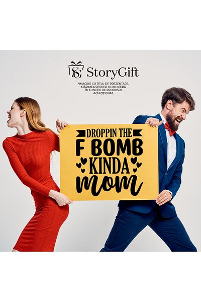 StoryGift Romania Sticker Autocolant 70CM Exterior cu inimioare pentru o mama smechera - iubita apreciere grija