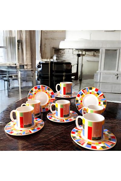 qtahya homes queen of kütahya Colors in the Window Coffee Cup Set 12 Pieces Porcelain for 6 People