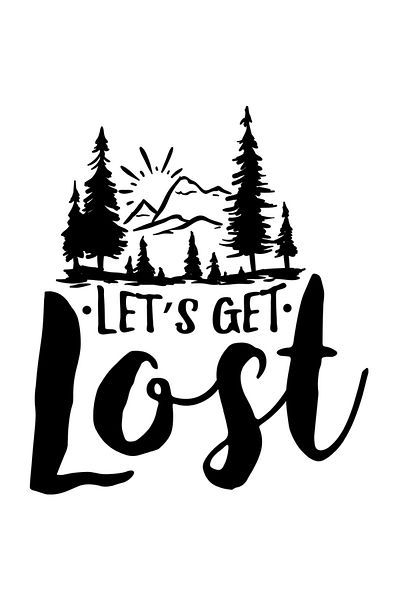 StoryGift Romania Sticker Eticheta 50CM Exterior cu un peisaj montan si mesajul "Let's get lost" - hai sa ne pie