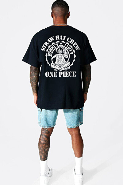 ROCKANDROLL Ανδρικό μπλουζάκι One Piece Logo Μαύρο με στάμπα στην πλάτη