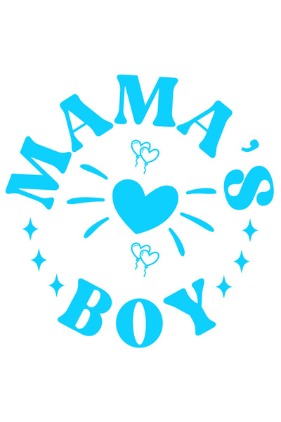 StoryGift Romania Sticker Exterior cu inimioare si textul "Mama's boy" - baietelul mamei , Vinyl Albastru, 3
