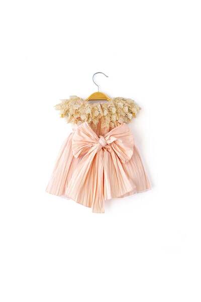 Babydola Kız Bebek Dantelli Somon Elbise -13842