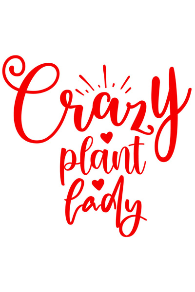 StoryGift Romania Sticker Autocolant 30CM Exterior cu inimioare si mesajul "Crazy plant lady" - doamna innebunit