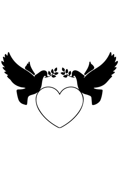 StoryGift Romania Sticker Autocolant 70CM Exterior cu 2 porumbei si cu o inim...