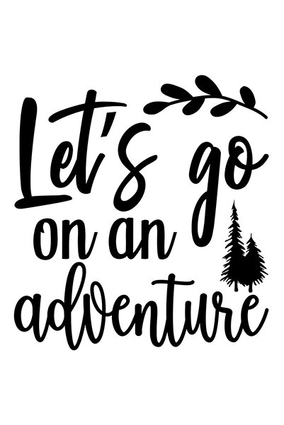 StoryGift Romania Sticker Autocolant 30CM Exterior cu brazi si mesajul "Let's go on an adventure" - hai sa merge