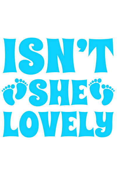 StoryGift Romania Sticker Exterior cu urme de pasi de bebelus si textul "Nu e adorabila?" , Vinyl Albastru,