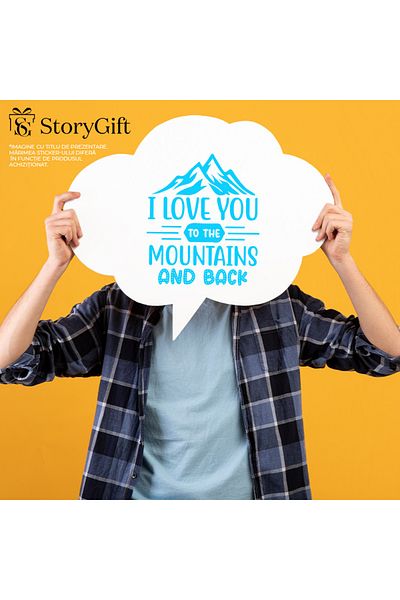 StoryGift Romania Sticker Adeziv 90CM Exterior cu munti si declaratie de iubire "Te iubesc pana la munti si inap