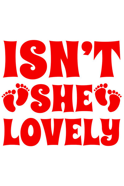 StoryGift Romania Sticker Exterior cu urme de pasi de bebelus si textul "Nu e adorabila?" , Vinyl Rosu, 40 c