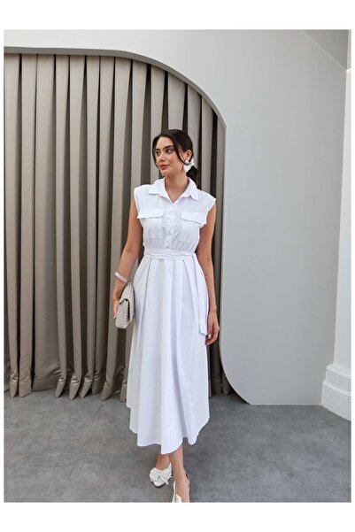 ESRAHELVACI Shirt Collar Poplin Dress