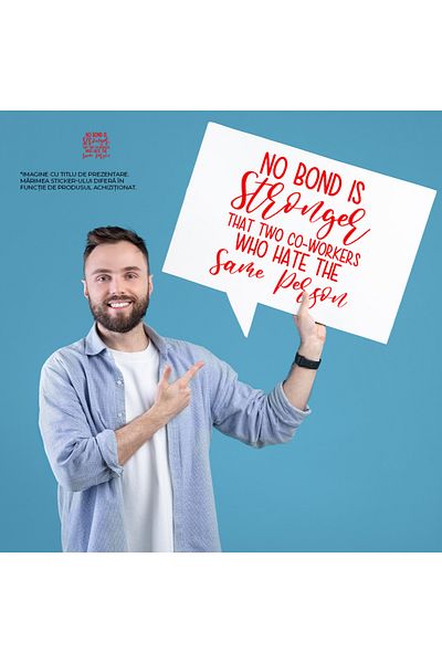 StoryGift Romania Sticker Adeziv 90CM Exterior cu mesajul "Nicio legatura nu e mai puternica decat 2 colegi care