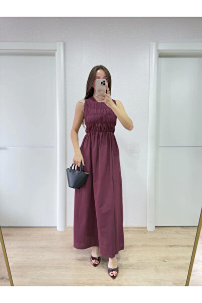 ruum fashions Rochie lungă fără mâneci Edolika cu elastic la piept - Burgundy