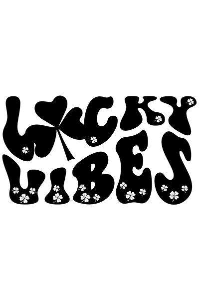 StoryGift Romania Sticker Exterior cu trifoi cu patru foi si textul in engleza "Lucky vibes" - noroc , Vinyl