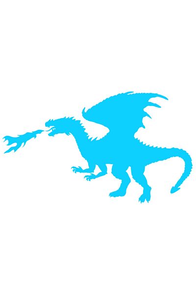 StoryGift Romania Sticker Autocolant 70CM Exterior cu un dragon care sufla flacari , Vinyl Albastru, 70 cm