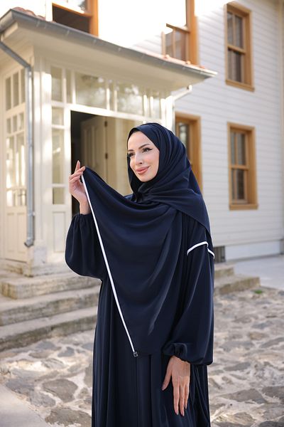 KADEEM Ribbed Self Shawl Abaya Bat-medina silk