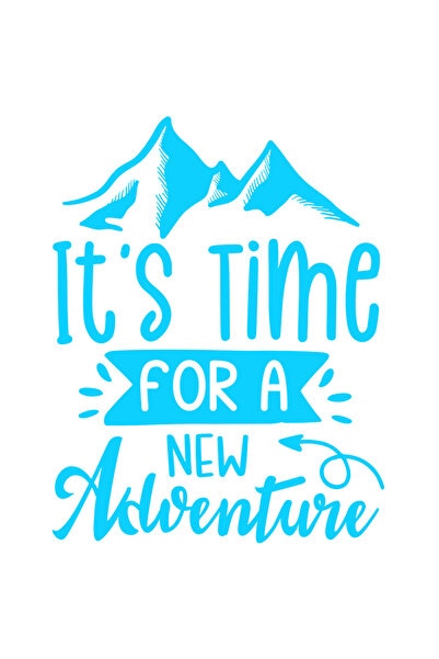 StoryGift Romania Sticker Eticheta 50CM Exterior cu munti si textul "It's time for a new adventure" - este timpu