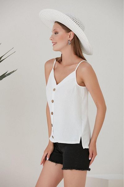 HOFY 1309 Rope Strap Buttoned Blouse