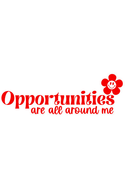 StoryGift Romania Sticker Exterior cu o floare si mesajul "Opportunities are all around me" - oportunitatile