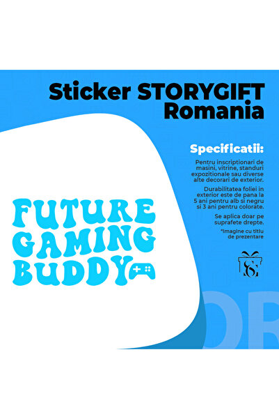 StoryGift Romania Sticker Adeziv 90CM Exterior cu un controller si textul "Future gaming buddy" - amic viitor pe