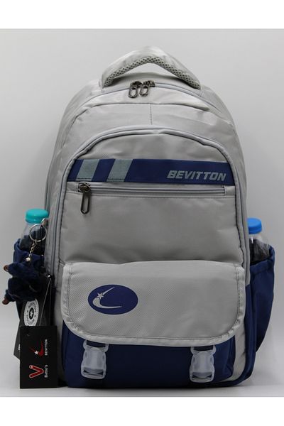 Bevitton Bvt-34300 Σχολική τσάντα Αδιάβροχη Ειδική Υφασμάτινη Σχολική Τσάντα Γκρι-σκούρο μπλε