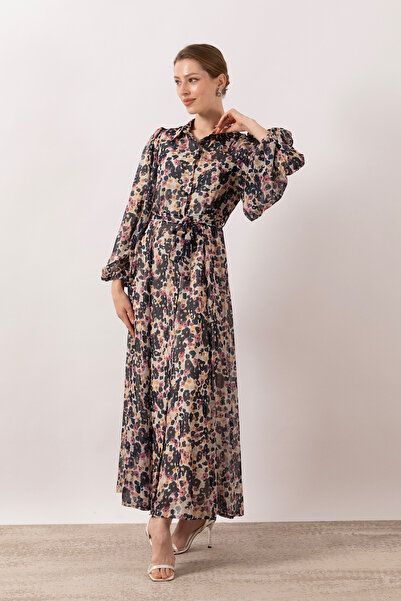 Stilife Perla Сукня з ґудзиками по всій довжині Синя