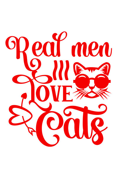 StoryGift Romania Sticker Autocolant 70CM Exterior cu mesajul in engleza "Real men love cats" - barbatii adevara