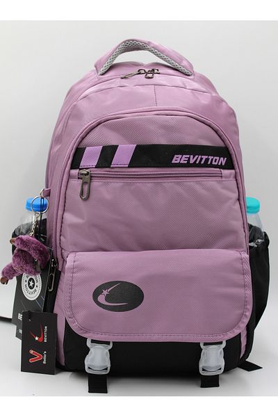 Bevitton Bvt-34300 Σχολική τσάντα Αδιάβροχη Ειδική Υφασμάτινη Σχολική Τσάντα Πλάτης Plum-μαύρο