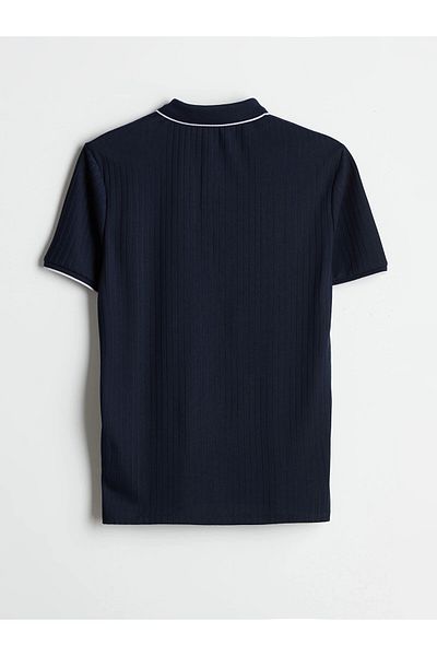 LC Waikiki Lcw Vision Navy Blue Polo Neck Striped Men's T-Shirt