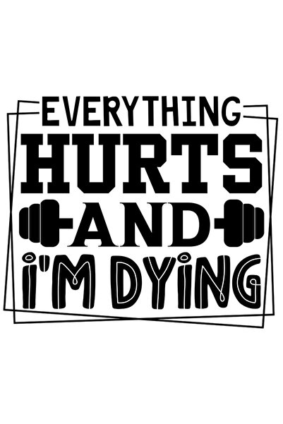 StoryGift Romania Sticker Exterior cu o haltera si mesajul "Totul doare si eu...