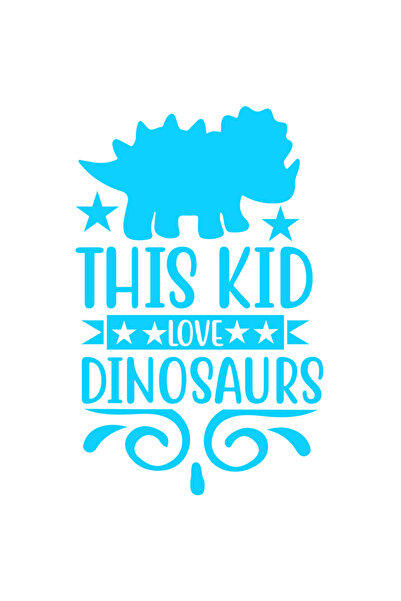 StoryGift Romania Sticker Autocolant 30CM Exterior cu stelute si un dinozaur cu mesajul "This kid loves dinosaur