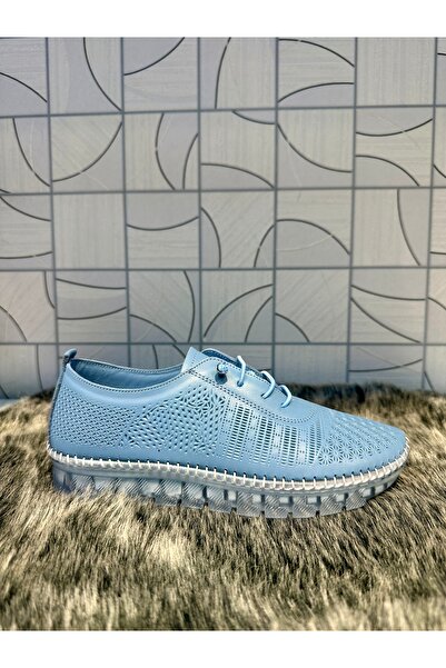 Anıl Ayakkabı BRN 701 - 1 Кот Синій Натуральна шкіра Гумова шнурівка Деталі з принтом Прозорі Повсякденні ортопедичні черевики