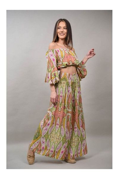 sweet girl Roberta Green Floral Crop Top Pant Suit L-xl