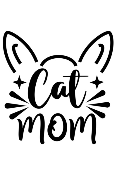 StoryGift Romania Sticker Autocolant 70CM Exterior cu ilustratie afisand urechi de pisica si mesajul "Cat mom" -