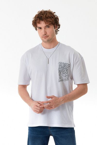 Fulla Moda Front and Back Printed T-Shirt with Necklace Detail