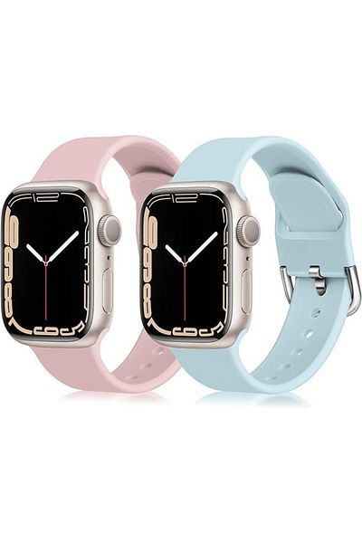 chinbersky Set of two straps for Apple Watch Chinbersky, silicone, blue/pink, 42/44/45 mm