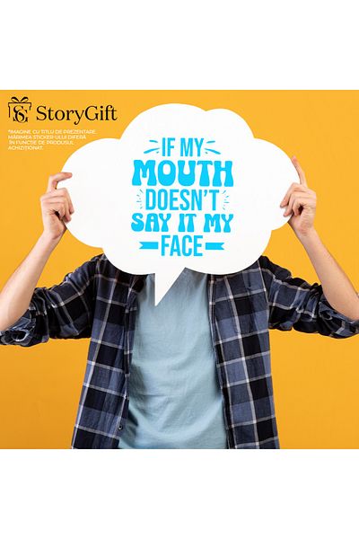 StoryGift Romania Sticker Eticheta 40CM Exterior pentru cei care spun un lucru prin expresia fetei , Vinyl Albas