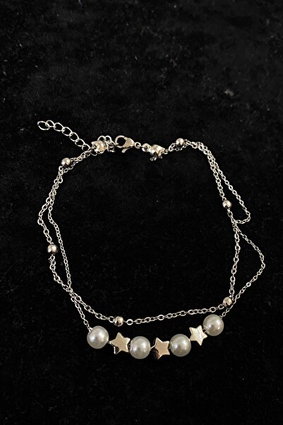 Vitastyle Pearl Star Model Heeled 2-Piece Chain Steel Anklet