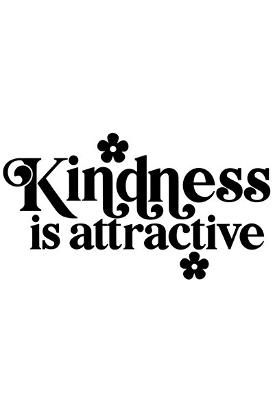 StoryGift Romania Sticker Eticheta 40CM Exterior cu floricele si mesajul "Bunatatea este atractiva" , Vinyl Negr