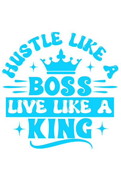 StoryGift Romania Sticker Eticheta 40CM Exterior cu mesajul "Hustle like a boss, live like a king" - castiga ban