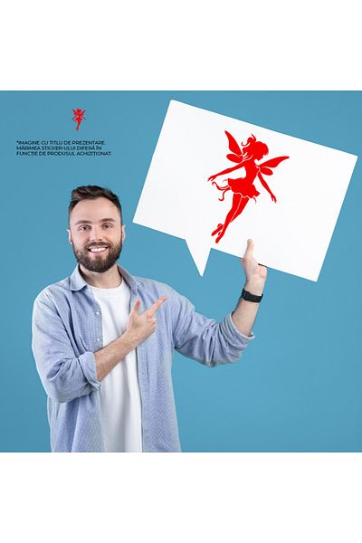 StoryGift Romania Sticker Adeziv 90CM Exterior cu o zana din basme - vraja , Vinyl Rosu, 90 cm