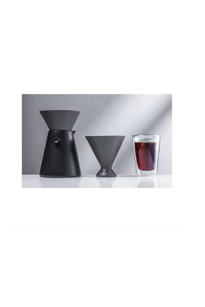 motor starter DELUXE Teapot/Coffee Filter Set, 2 in 1, hand-crafted ceramic, 300 ml, 17 x 14 x 14 cm, grey