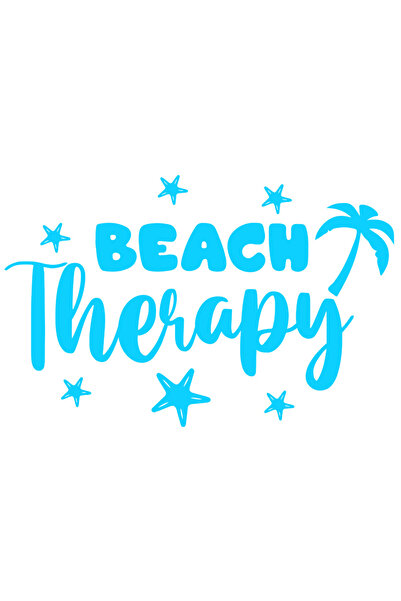 StoryGift Romania Sticker Autocolant 30CM Exterior cu stelute si palmier cu mesajul "Beach therapy" - terapie pe