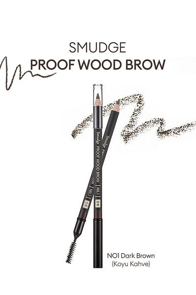 Missha Smudge Proof Permanent Natural Eyebrow Pencil Smudge Proof Wood Brow No.1 (Dark Brown)