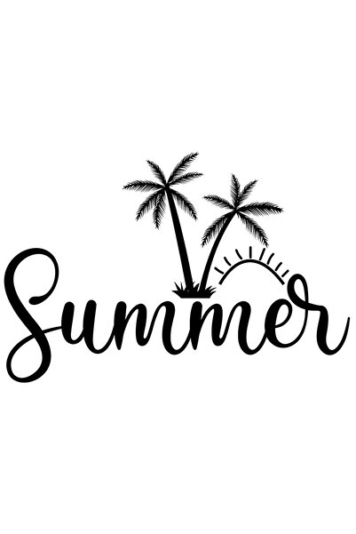 StoryGift Romania Sticker Exterior cu palmieri si soare cu cuvantul "Summer" - vara caldura plaja , Vinyl Ne