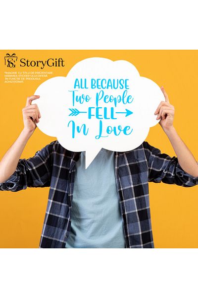 StoryGift Romania Sticker Autocolant 70CM Exterior pentru indragostiti cu mesajul "Totul, deoarece 2 oameni s-au